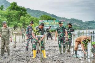 TNI Tanam 3.000 Bibit Mangrove di Pantai Amahami