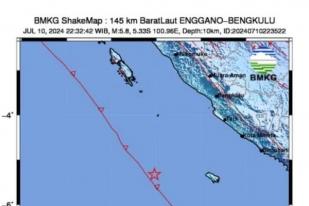Gempa 5,8 Magnitudo Guncang Bengkulu