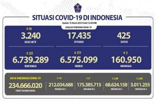 COVID-19 di Indonesia, Kasus Baru Harian: 222