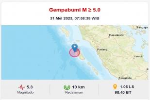 Gempa Bumi 5,3 Guncang Kepulauan Mentawai, Sumatera Barat