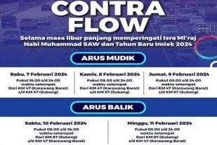 Libur Imlek dan Isra Miraj, Contraflow Diberlakukan di Tol Transjawa