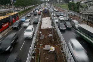 Pembangunan MRT di Jalan Sudirman Tahap Konstruksi