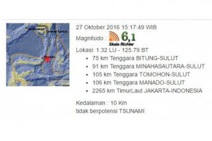 Gempa 6,1 SR Guncang Bitung-Sulut