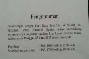 Sejumlah Gereja Mundurkan Jadwal Ibadah Dukung Salat Idul Fitri