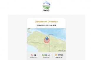 Gempa Magnitudo 6,2 Guncang Keerom Papua