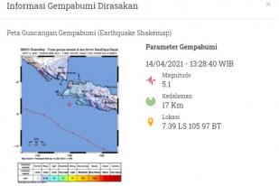 Gempa Magnitudo 5,1 Tidak Timbulkan Kerusakan di Lebak