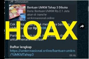 Hoaks! Tautan Link Bantuan UMKM Tahap Ketiga