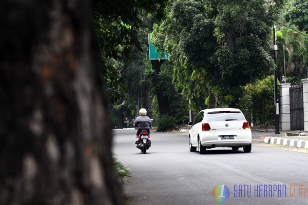 Marka Petunjuk Jalan Terhalang Pohon