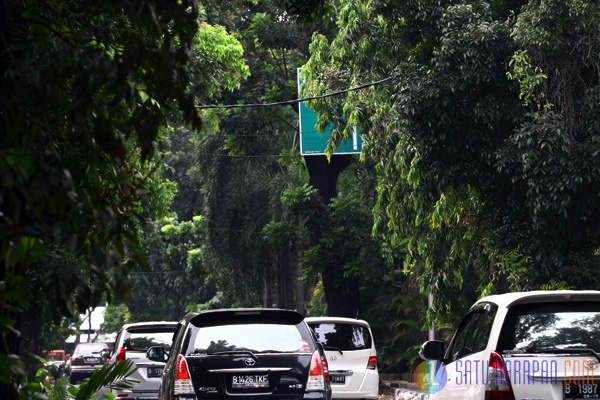 Marka Petunjuk Jalan Terhalang Pohon