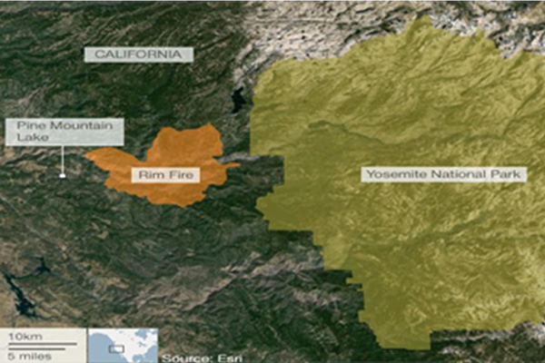 Taman Nasional Yosmite California Terbakar, 5.000 Rumah Terancam 